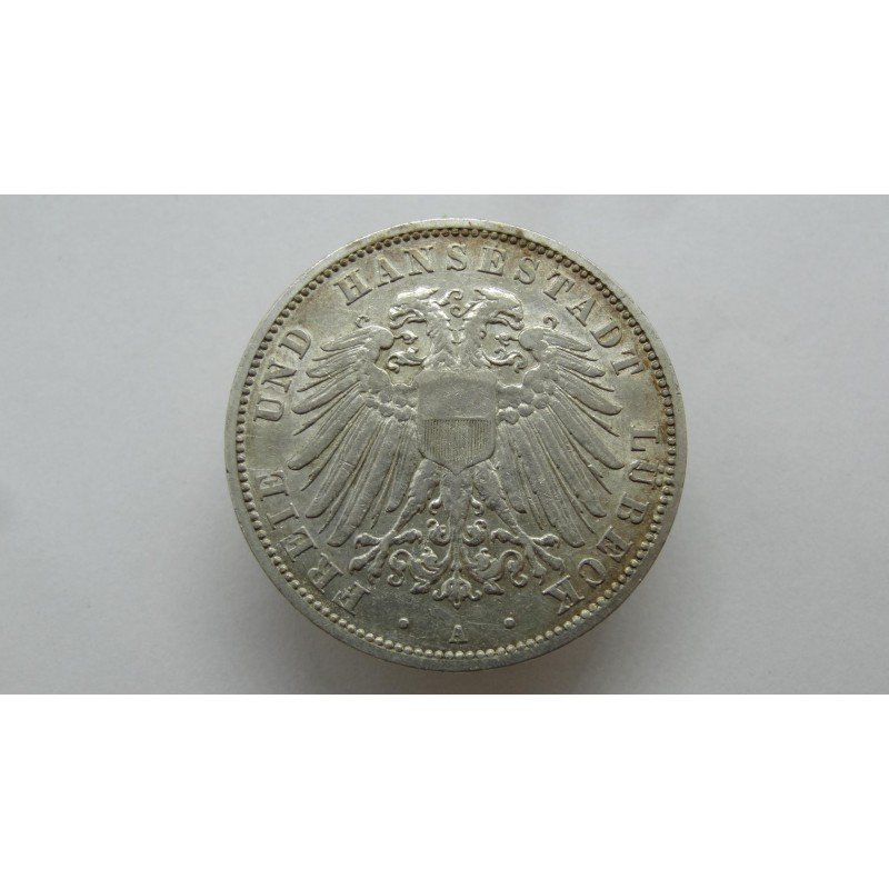 germany-lubeck-3-mark-1910-rare germany-lubeck-3-mark-1910-rare