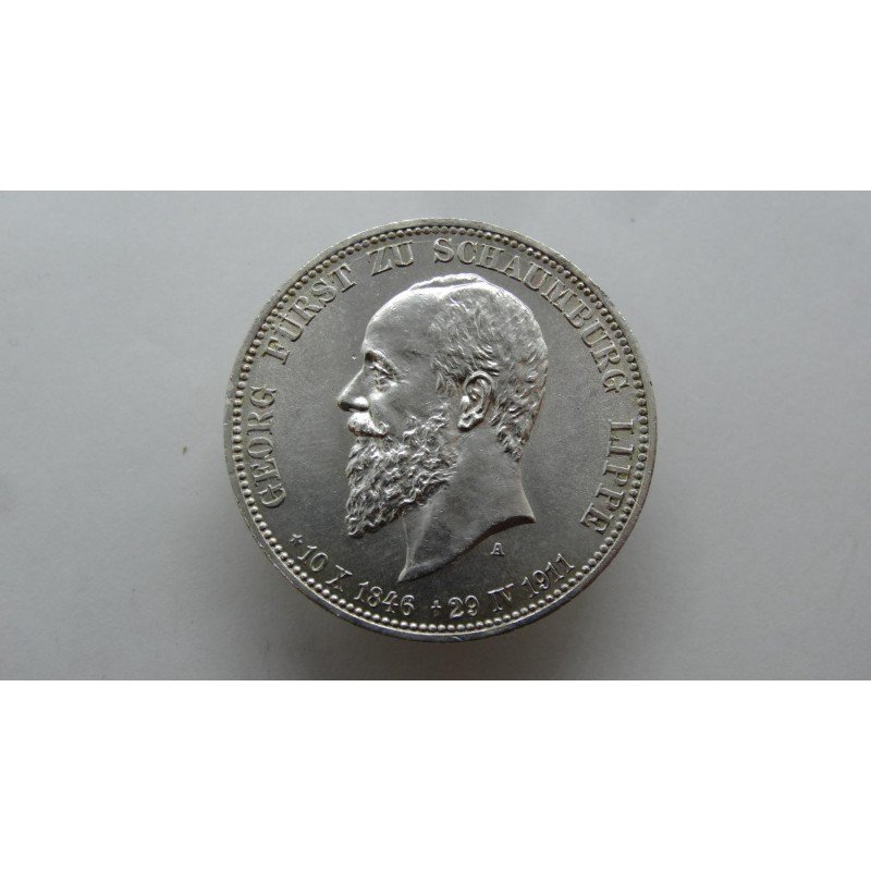 germany-schaumburg-lippe-3-mark-1911-rare germany-schaumburg-lippe-3-mark-1911-rare
