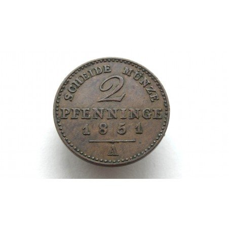Germany Preussen 2 Pfennig 1851 A