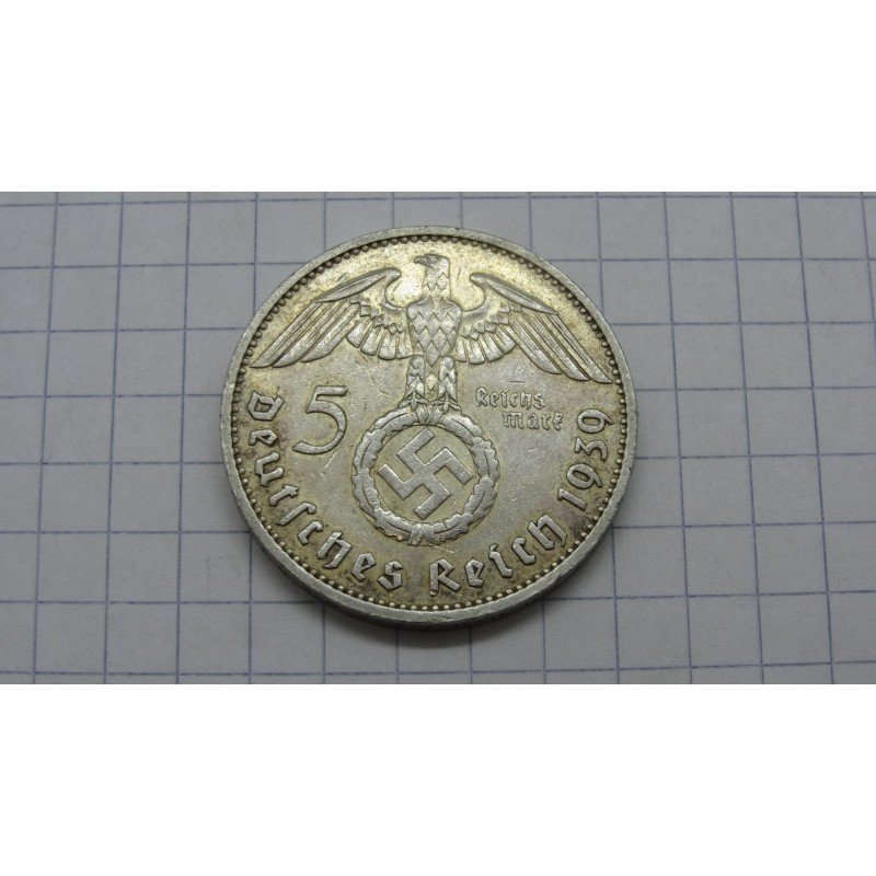 Germany, Third Reich 5 Reichsmark 1939 F Su Svastika | Coins24.lt